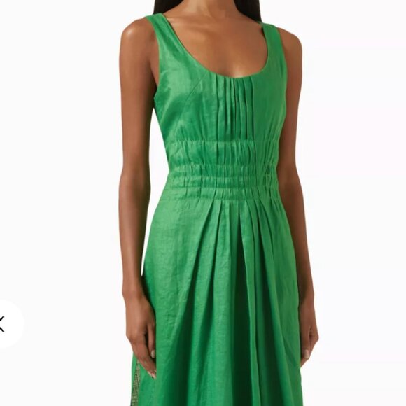 Tory Burch Pleated Midi Dress in Linen - Picture 5 of 12